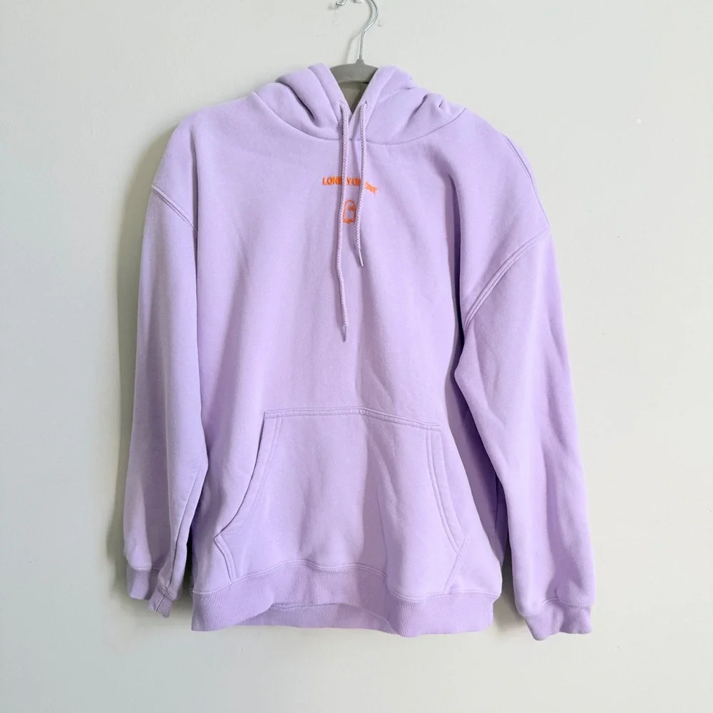Lonely Ghost Text Me When You Get Home Hoodie Purple Orange Puff Print XL Womens